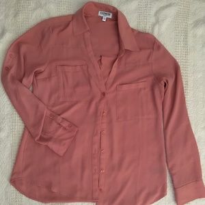 Rose Button-Down Express Women's Size M Slim Fit